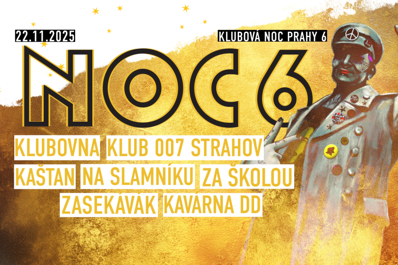 Letos se do akce NOC 6 zapojí sedm klubů a kulturních center, z nichž každé nabídne vlastní atmosféru i žánrové zaměření. | Vizuál: Klubovna Povaleč