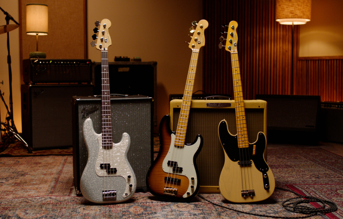Fender připomíná 75 let Precision Bassu trojicí výročních modelů, které spojují odkaz původního P-Bassu s modernějšími hráčskými prvky. | Foto: Fender